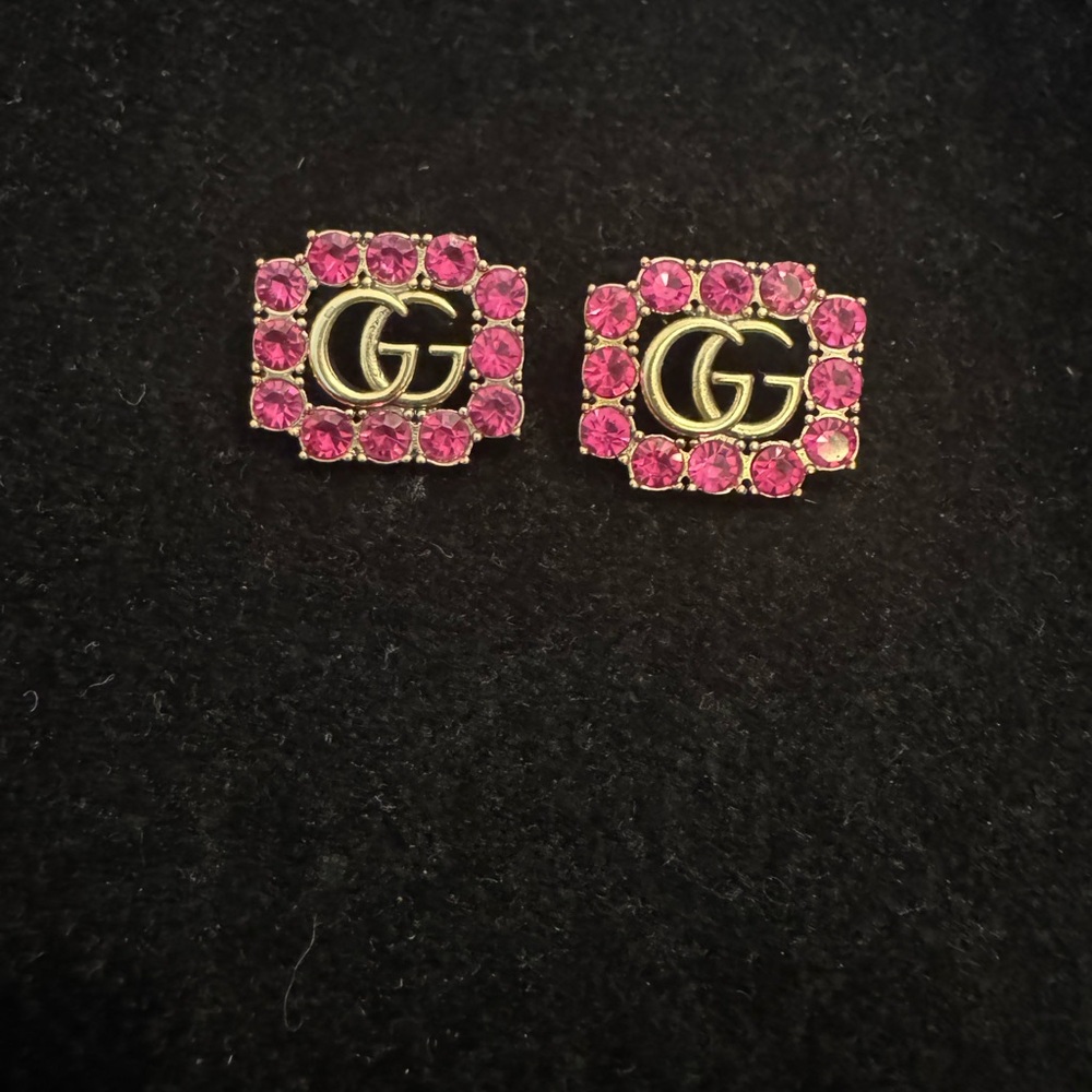 Gucci Pink Crystal Stud Earrings